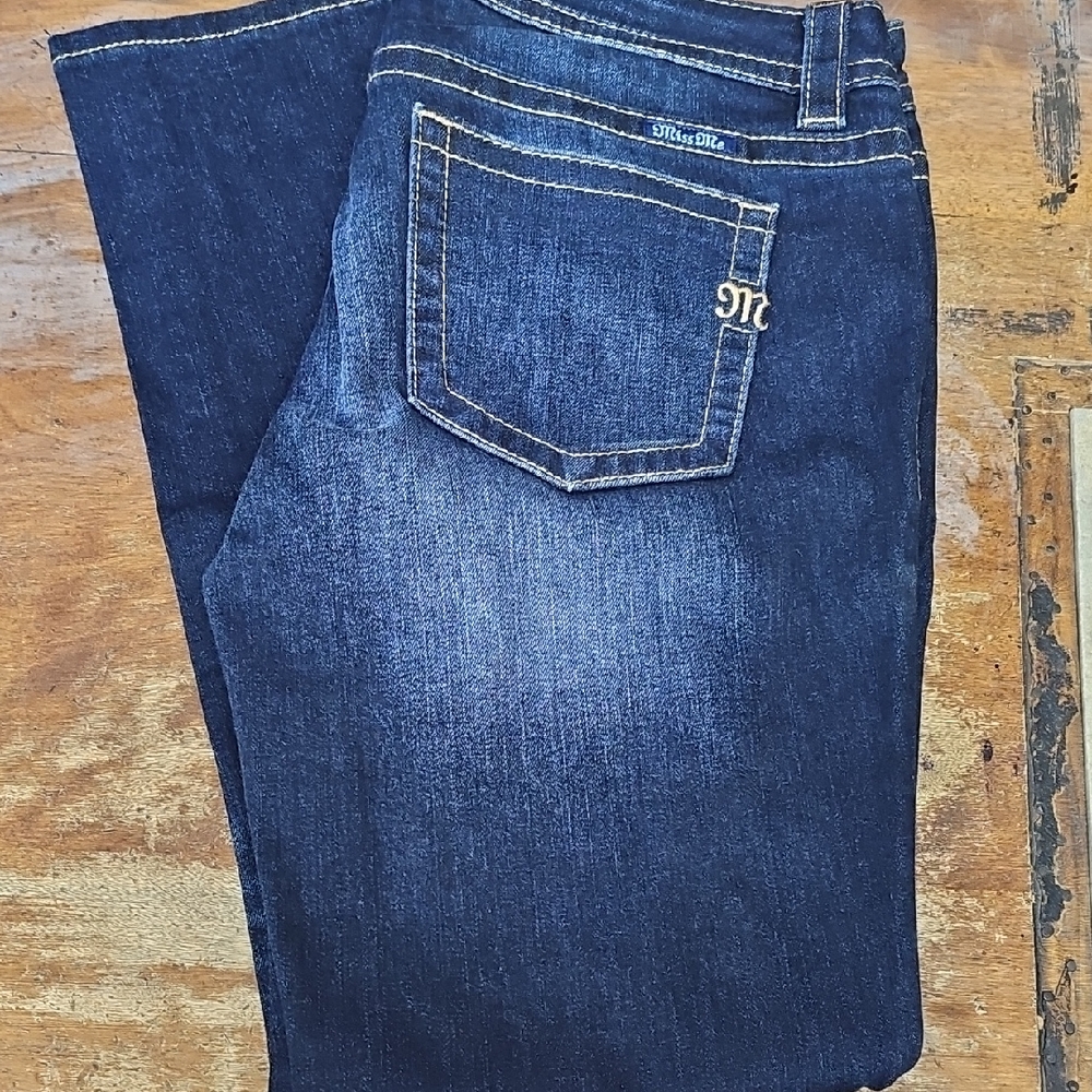 Ladies Size 32 Mid Rise Skinny Miss Me Dark Blue Denim Jeans